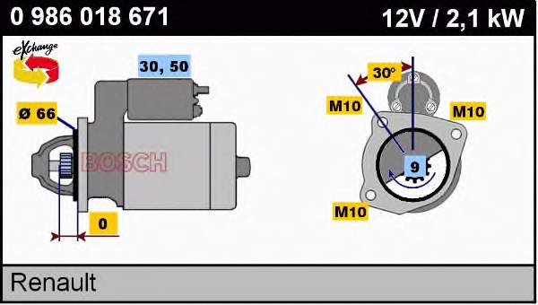 Motor de arranco 0986018671 Bosch