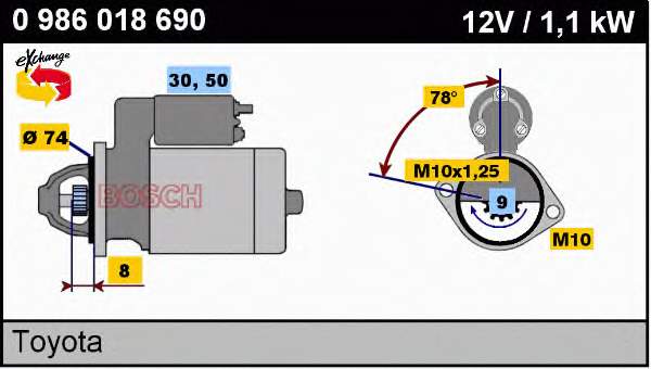 0986018690 Bosch motor de arranco