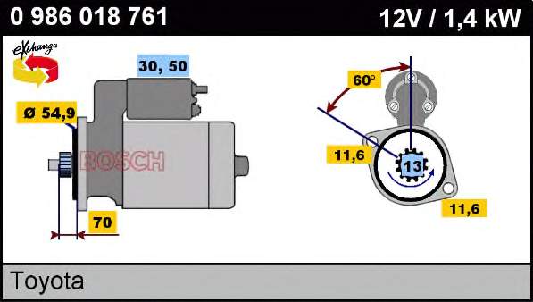 Motor de arranco 0986018761 Bosch