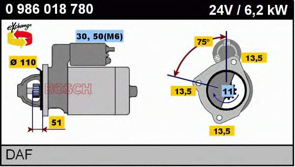 0986018780 Bosch motor de arranco