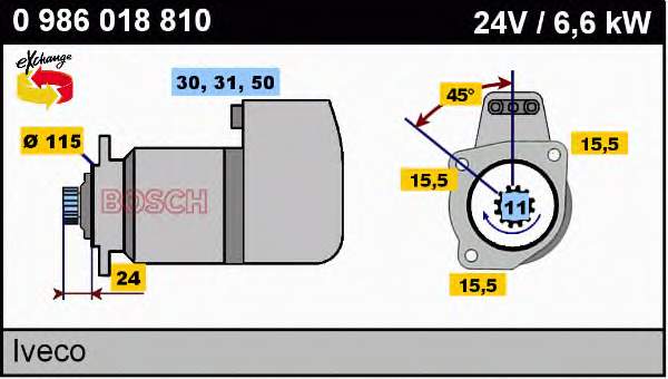 0986018810 Bosch motor de arranco