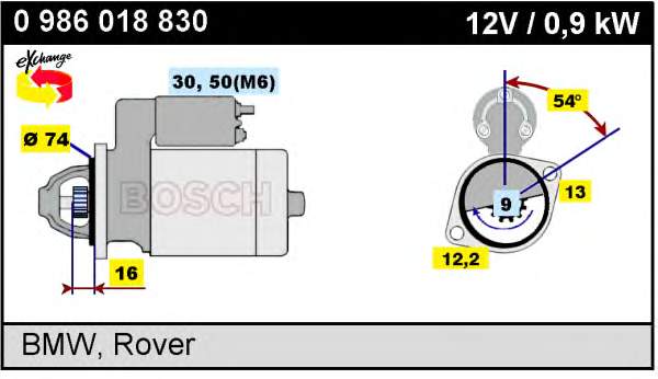 0986018830 Bosch motor de arranco