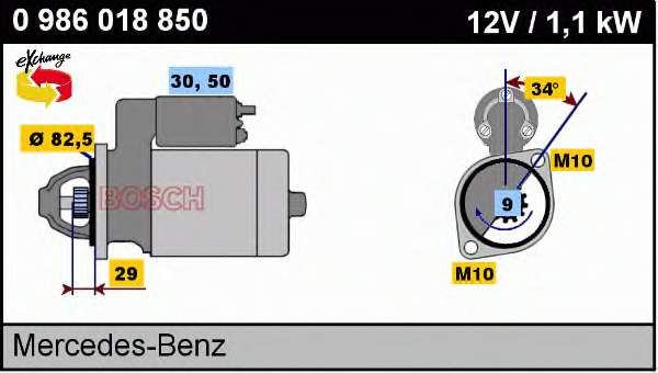 0986018850 Bosch motor de arranco
