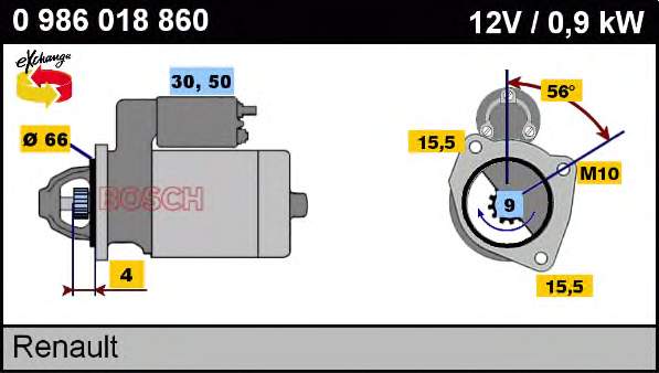 0 986 018 860 Bosch motor de arranco