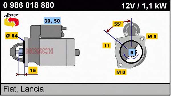 0986018880 Bosch motor de arranco