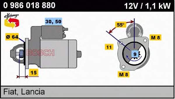 Стартер 0986018880 Bosch