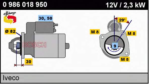 Купить 0986018950 Bosch Стартер