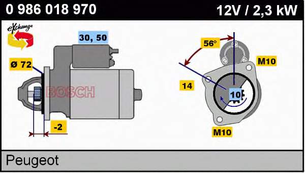 0 986 018 970 Bosch motor de arranco