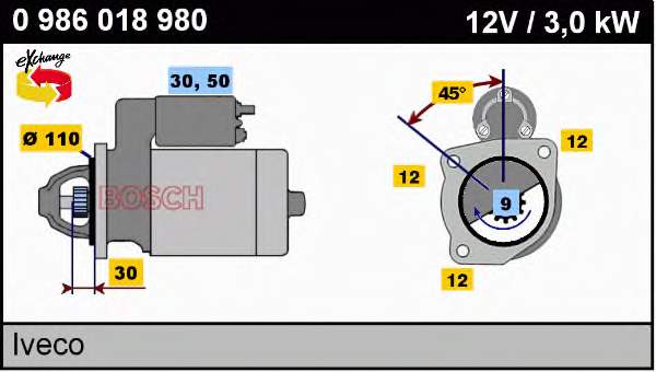 0986018980 Bosch motor de arranco