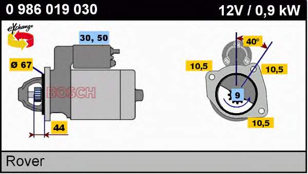 0986019030 Bosch motor de arranco