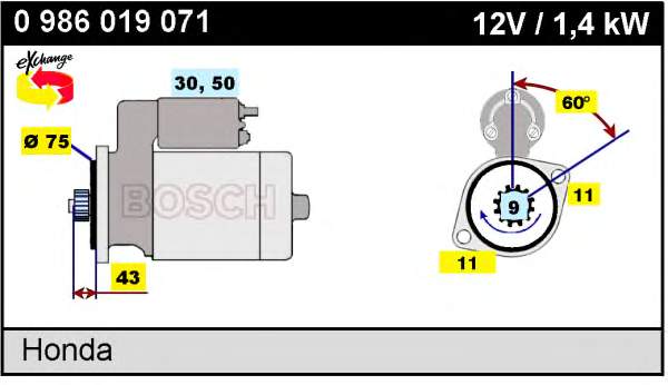 Motor de arranco 0986019071 Bosch