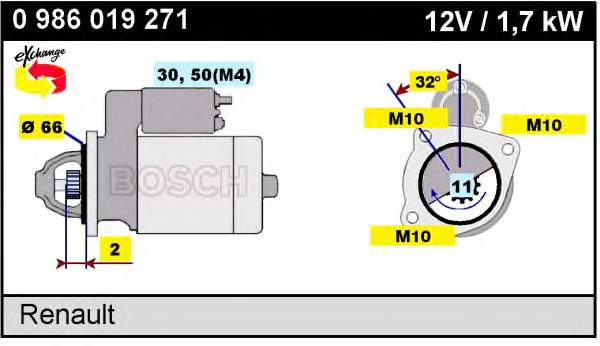 0986019271 Bosch motor de arranco