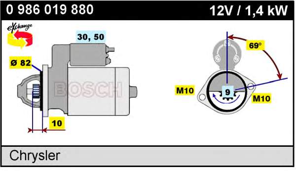 Motor de arranco 0986019880 Bosch