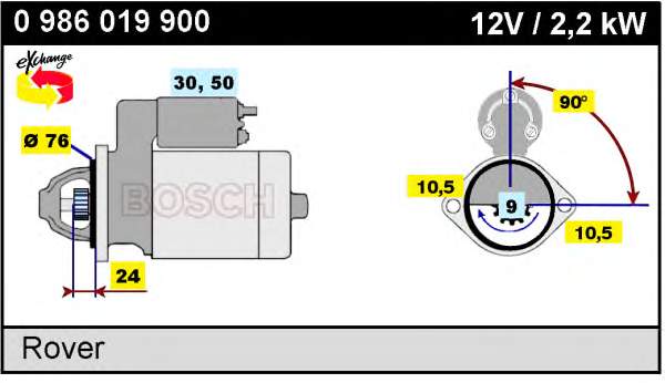 0986019900 Bosch motor de arranco