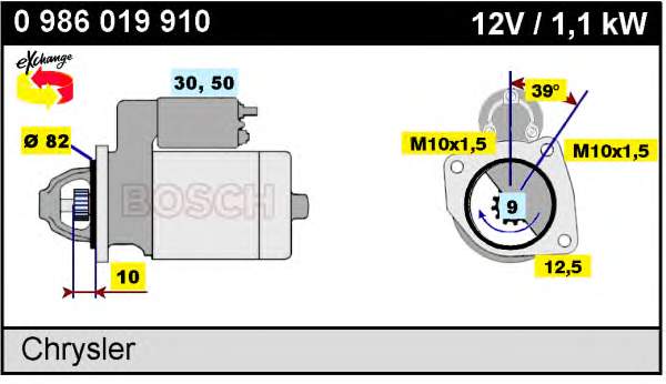 0986019910 Bosch motor de arranco