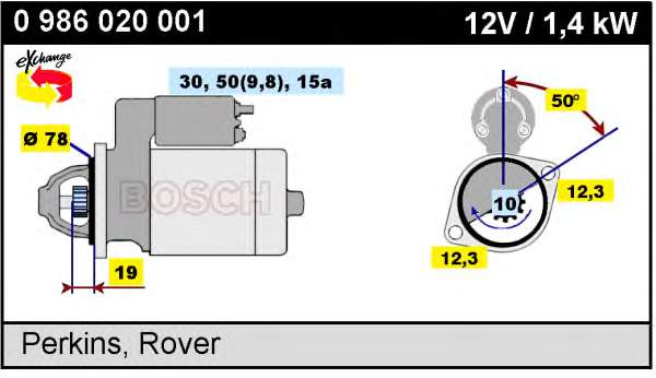 Motor de arranco 0986020001 Bosch