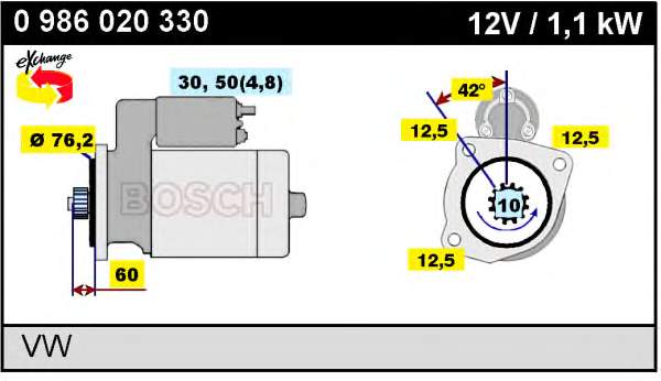 0 986 020 330 Bosch motor de arranco