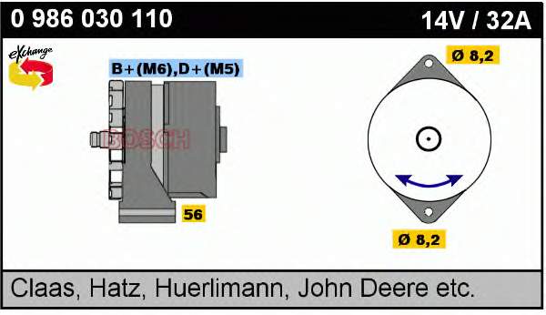 Gerador 0986030110 Bosch