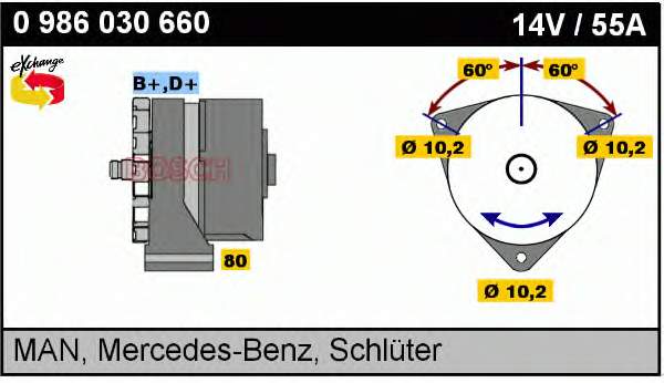 Gerador 0986030660 Bosch