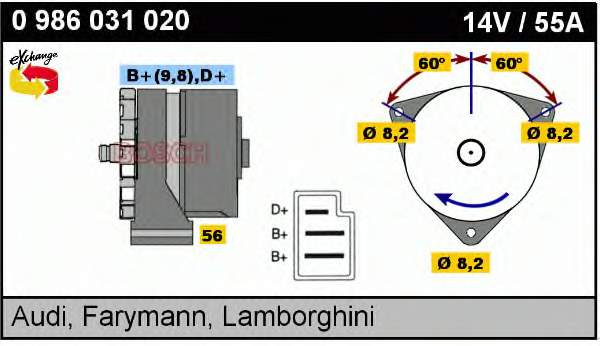 0 986 031 020 Bosch gerador