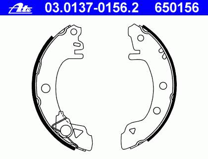 Задние барабанные колодки 03013701562 ATE
