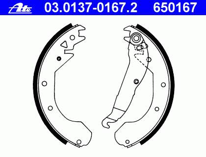 03.0137-0167.2 ATE sapatas do freio traseiras de tambor