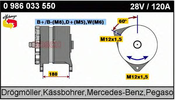 Gerador 0986033550 Bosch