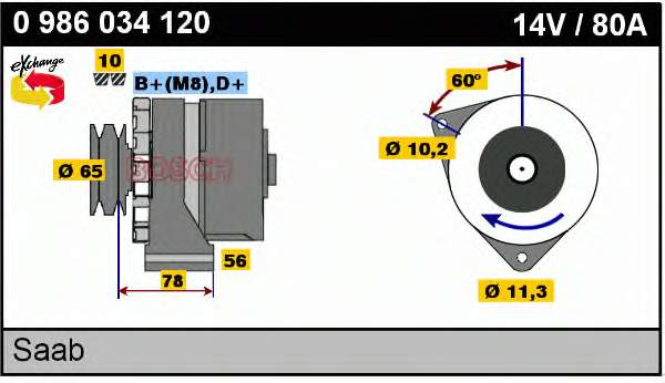 Gerador 0986034120 Bosch