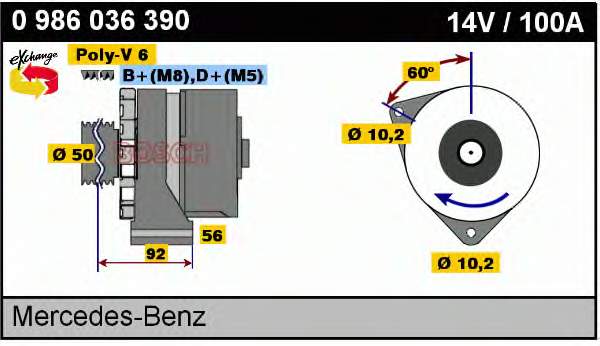 Gerador 0986036390 Bosch