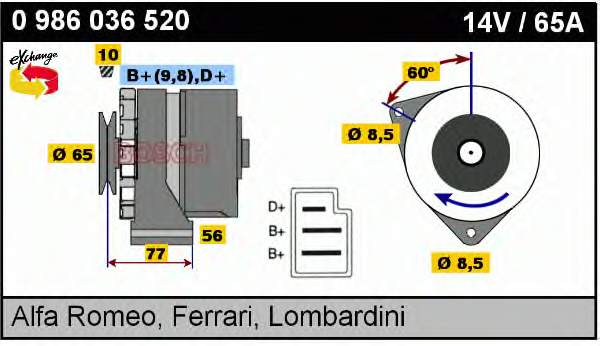 Gerador 0986036520 Bosch