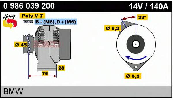 Gerador 0986039200 Bosch