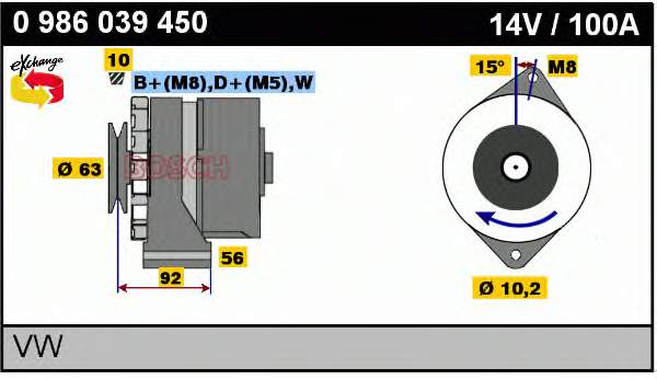 Gerador 0986039450 Bosch