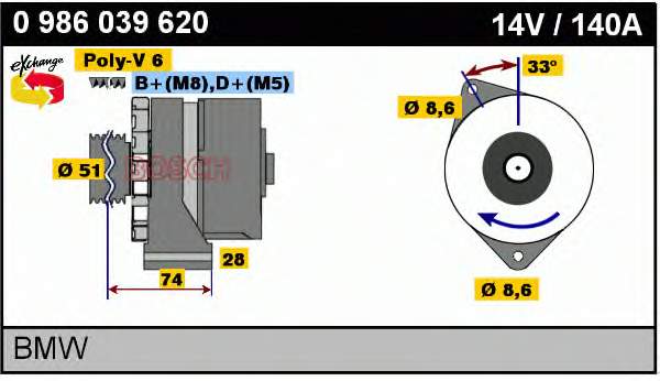 Gerador 0986039620 Bosch