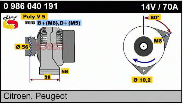 00005705J9 Peugeot/Citroen gerador