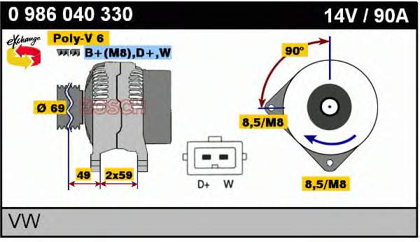 0 986 040 330 Bosch gerador