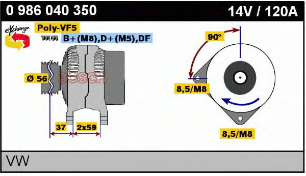 0 986 040 350 Bosch gerador