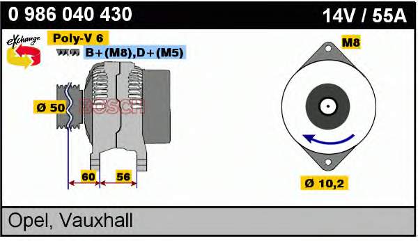 0 986 040 430 Bosch gerador