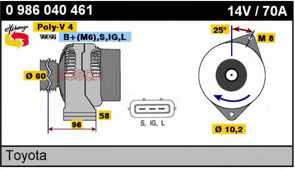 0 986 040 461 Bosch gerador