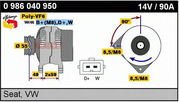 0 986 040 950 Bosch gerador