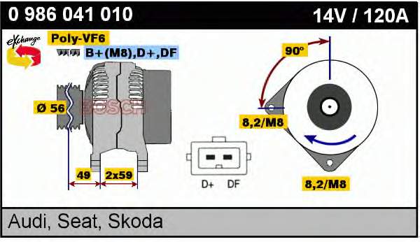 0 986 041 010 Bosch gerador