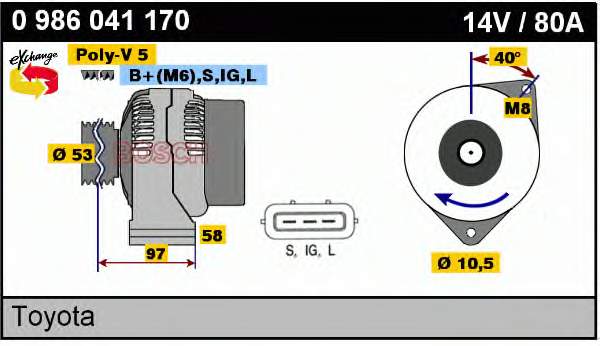 Gerador 0986041170 Bosch