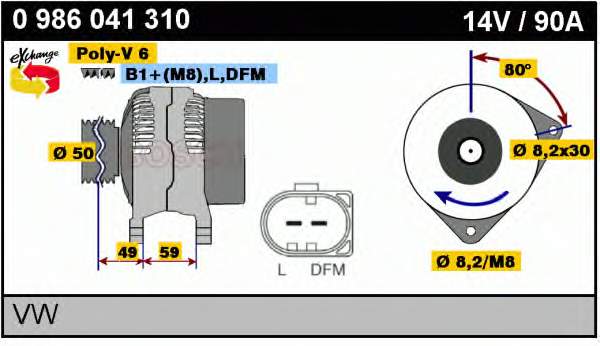 0 986 041 310 Bosch gerador