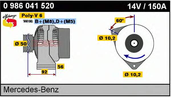 0 986 041 520 Bosch gerador