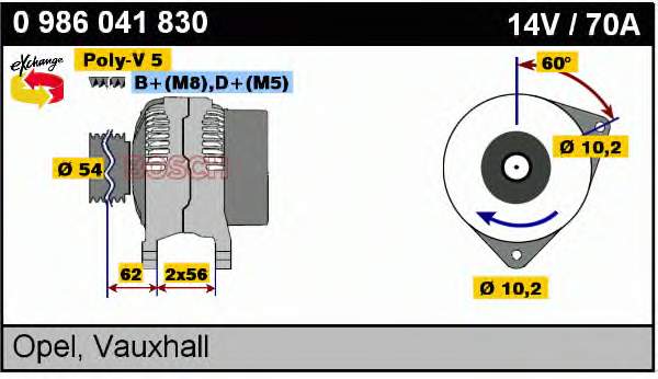 0 986 041 830 Bosch gerador