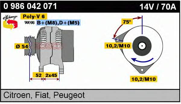000057054U Peugeot/Citroen gerador