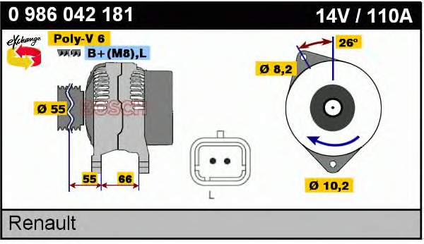 0 986 042 181 Bosch gerador