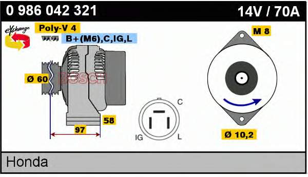 Gerador 0986042321 Bosch