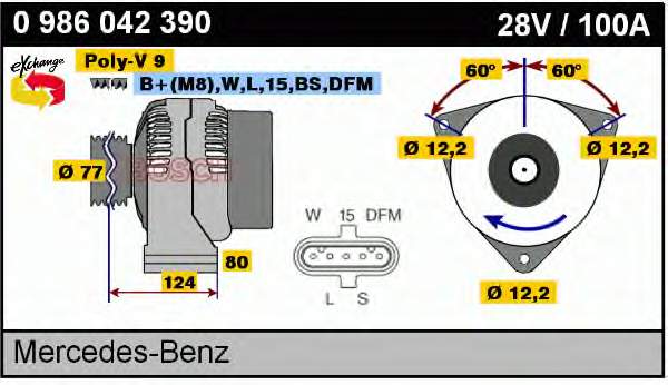 0 986 042 390 Bosch gerador