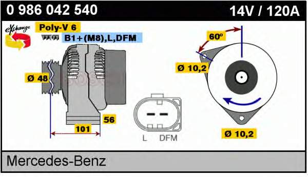 Gerador 0986042540 Bosch