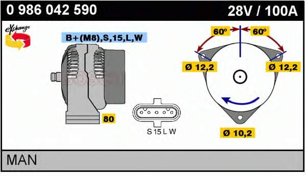 Gerador 0986042590 Bosch